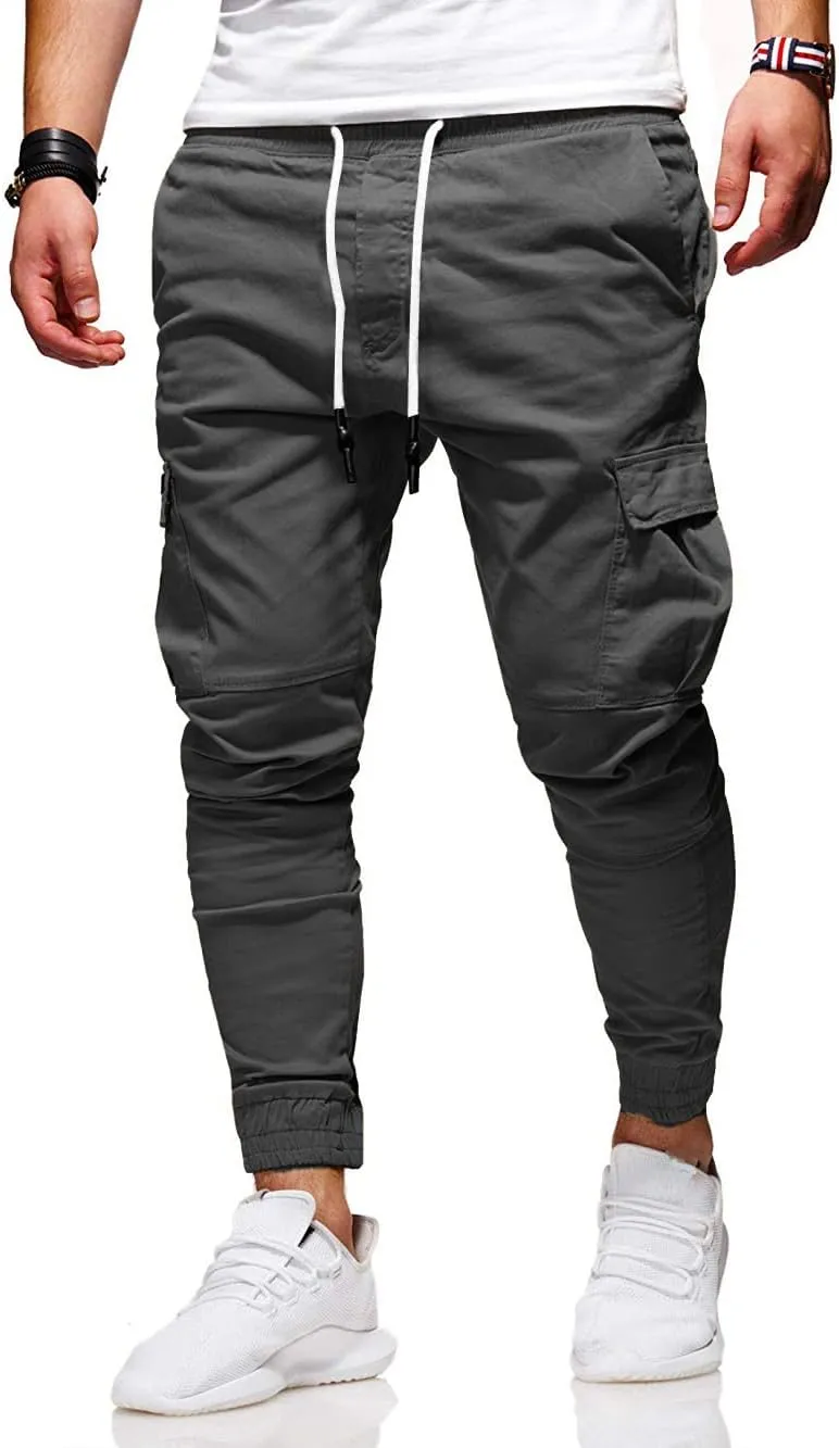 BUXKR Mens Cargo Pants Casual Hiking Pants Workout Joggers Sweatpants for Men