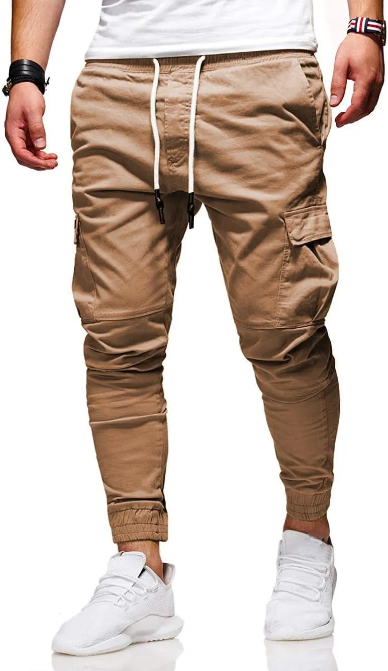 BUXKR Mens Cargo Pants Casual Hiking Pants Workout Joggers Sweatpants for Men