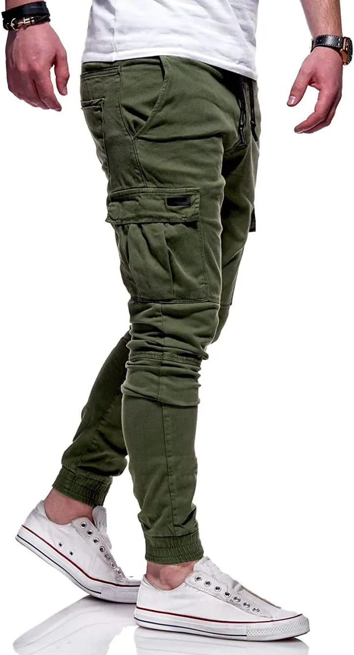 BUXKR Mens Cargo Pants Casual Hiking Pants Workout Joggers Sweatpants for Men