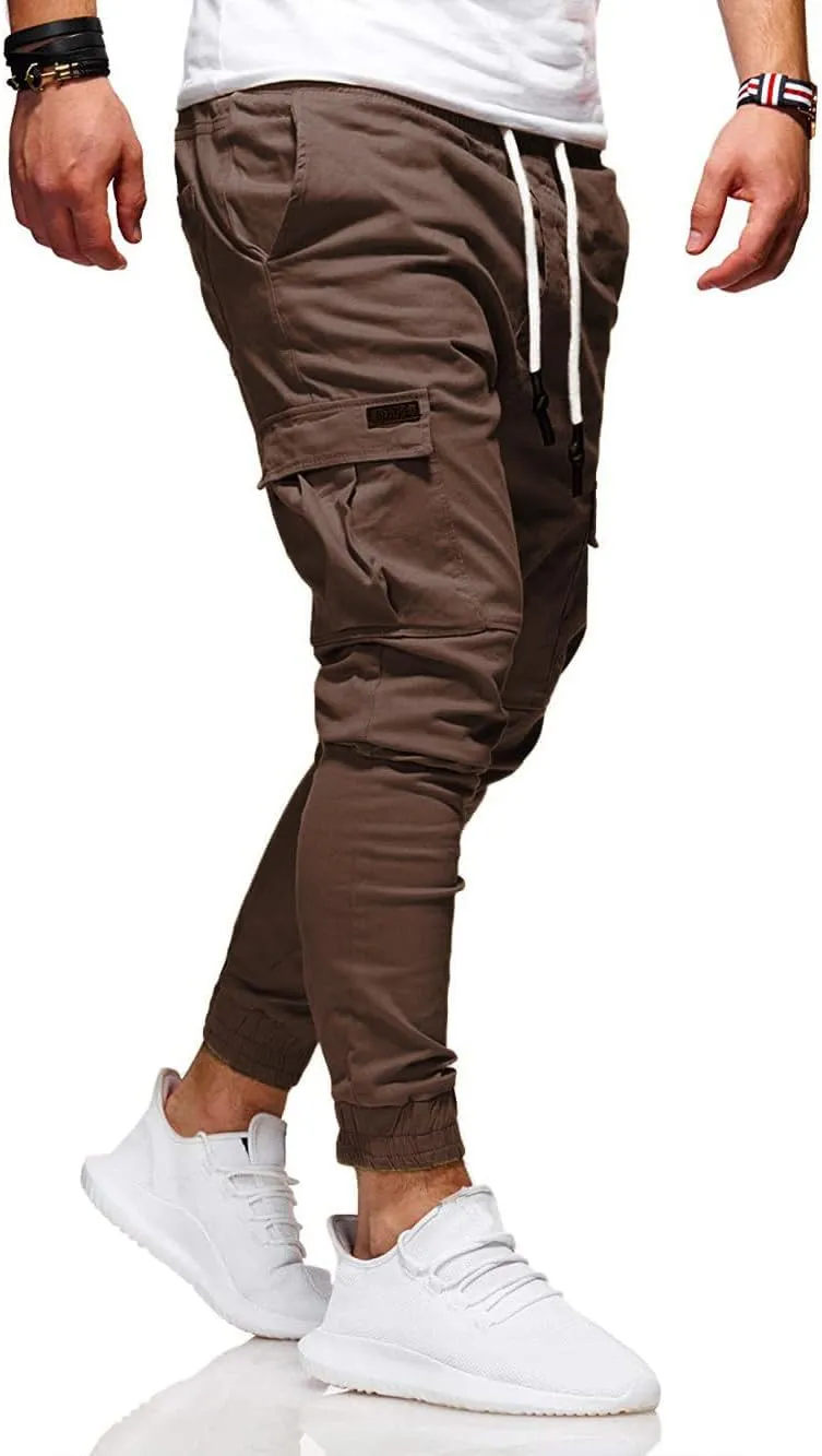 BUXKR Mens Cargo Pants Casual Hiking Pants Workout Joggers Sweatpants for Men