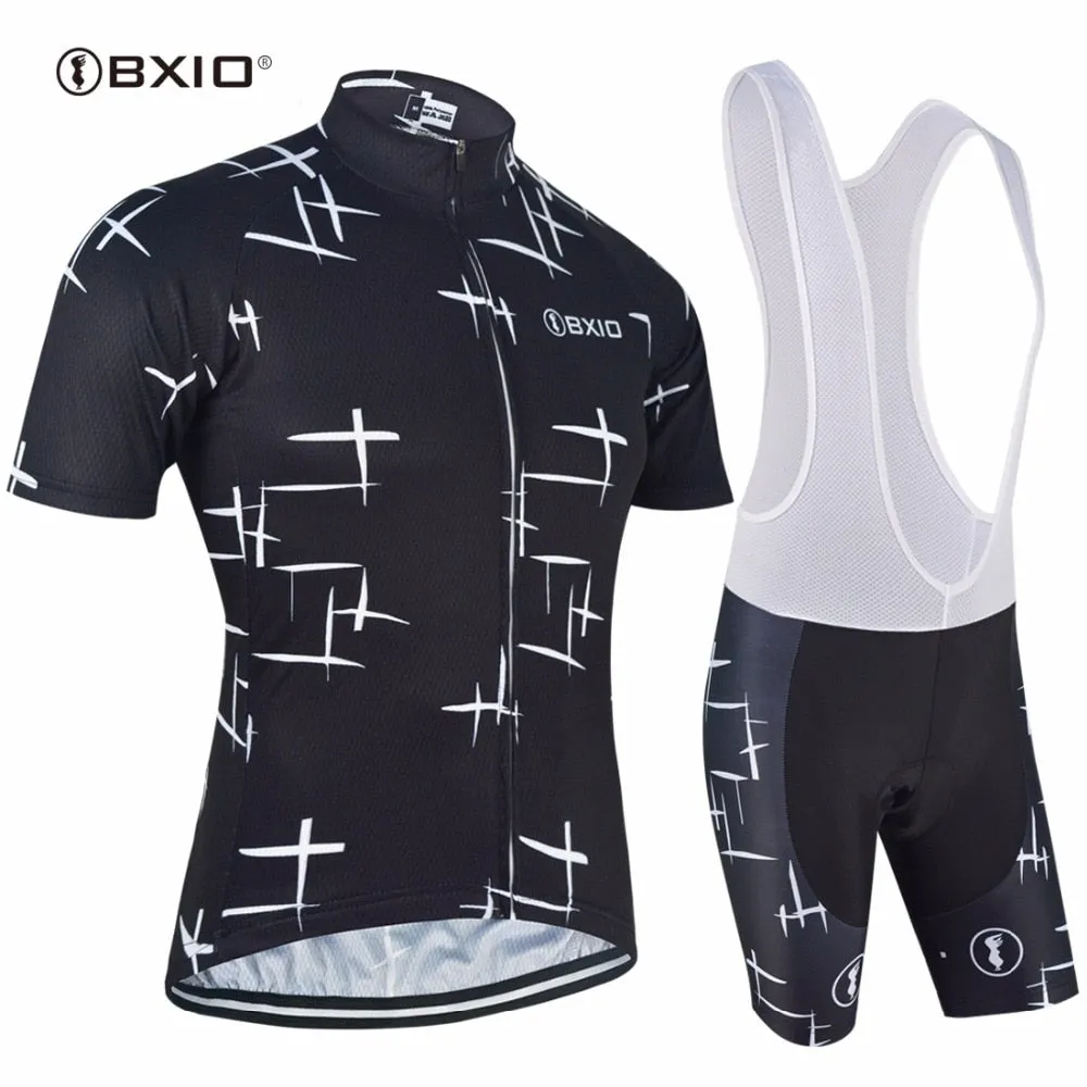 BXIO Brand Black Cycling Clothing Summer Short Sleeve Bicycle Clothing Men 3D Gel Pad Breathable Cycling Set Ropa Ciclismo