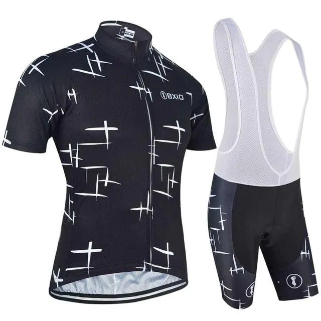 BXIO Brand Black Cycling Clothing Summer Short Sleeve Bicycle Clothing Men 3D Gel Pad Breathable Cycling Set Ropa Ciclismo