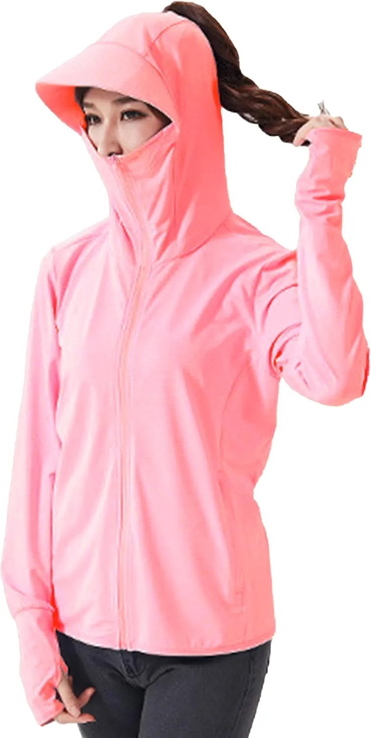 C2M Women's UPF 50  Sun Protection Shirt Hooded Cycling Fishing Jacket