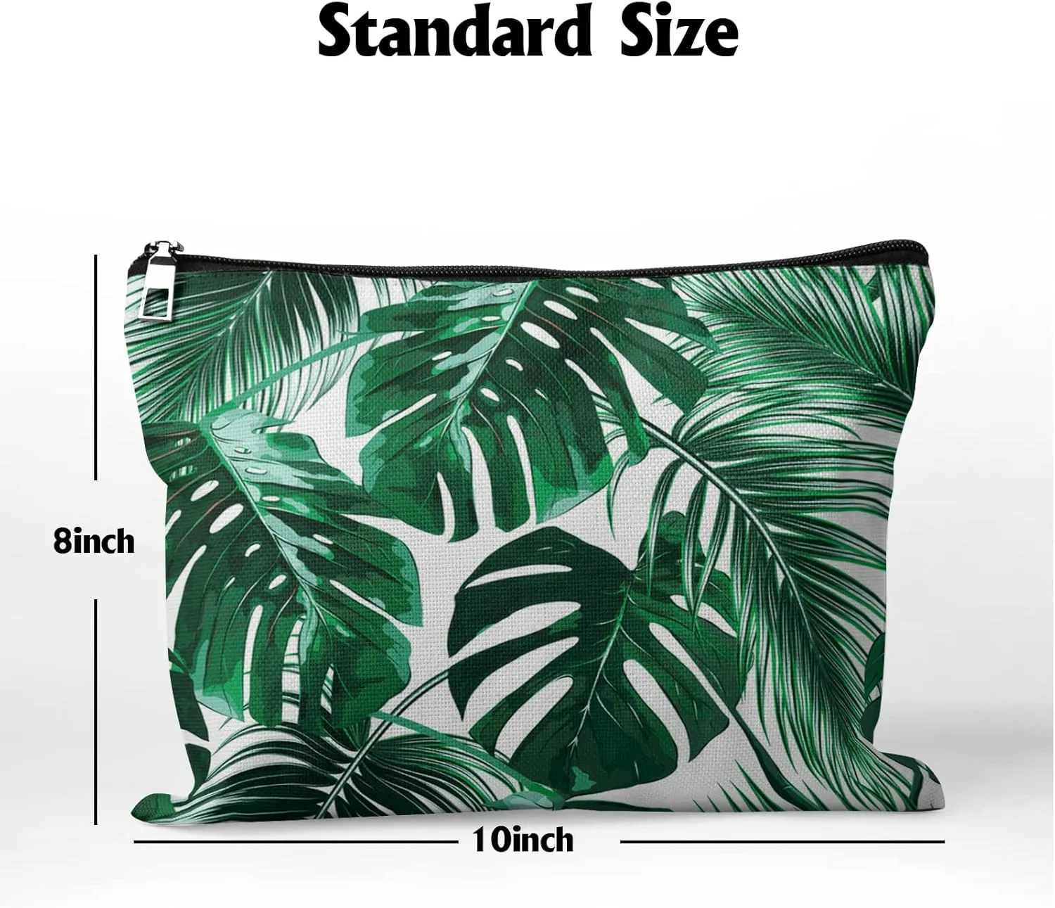 Cafl Hawaiian Palm Leaf Makeup Bag Tropical Palm Trees Cosmetic Bag Zipper Pouch Large Toiltry Bag Travel Linen Make Up Organizer Purse for Women 10×8Inch