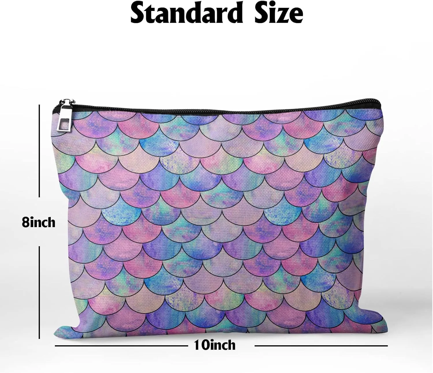 Cafl Mermaid Makeup Bag Mermaid Fish scale Cosmetic Bag Zipper Pouch Large Toiltry Bag Travel Linen Make Up Organizer Purse for Women 10×8Inch