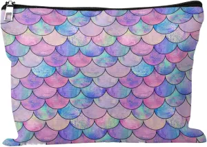 Cafl Mermaid Makeup Bag Mermaid Fish scale Cosmetic Bag Zipper Pouch Large Toiltry Bag Travel Linen Make Up Organizer Purse for Women 10×8Inch