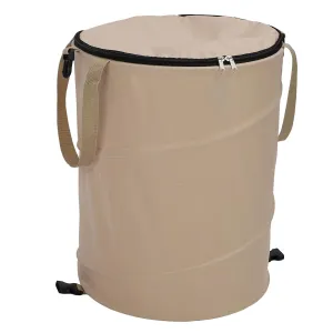 Camping Trash Can Large Capacity Portable Multifunctional 600D Oxford Cloth Up Utility Container with Lid (Coffee)