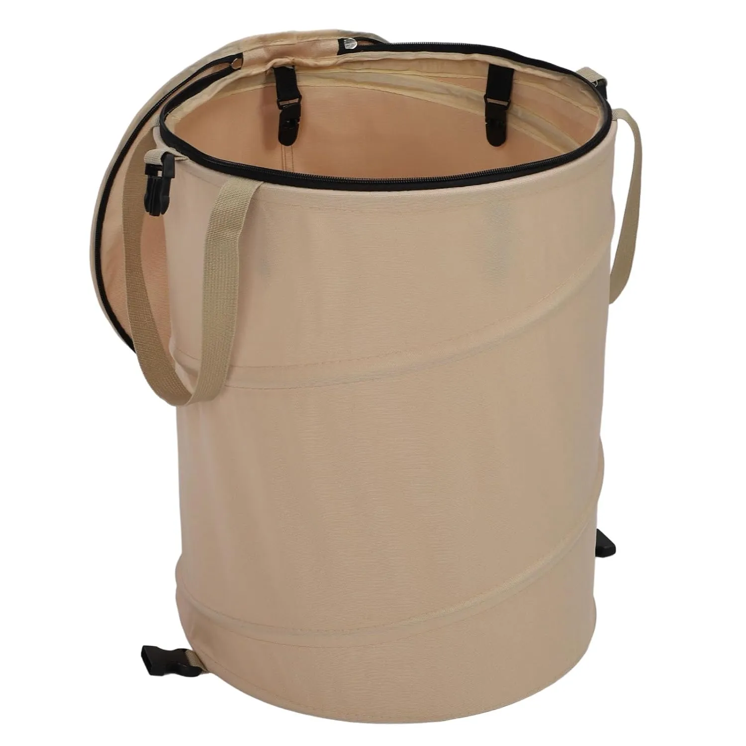 Camping Trash Can Large Capacity Portable Multifunctional 600D Oxford Cloth Up Utility Container with Lid (Coffee)