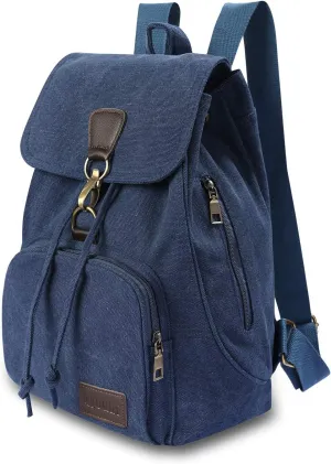 Canvas Fashion Backpacks Purse Casual Outdoor Shopping Daypacks Sports Rucksack Hiking Travel Multipurpose Bag Navy Blue