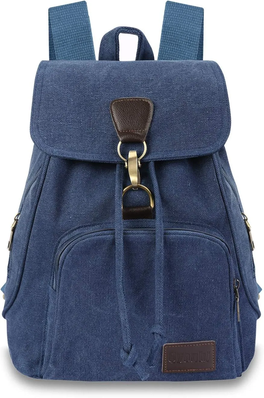 Canvas Fashion Backpacks Purse Casual Outdoor Shopping Daypacks Sports Rucksack Hiking Travel Multipurpose Bag Navy Blue