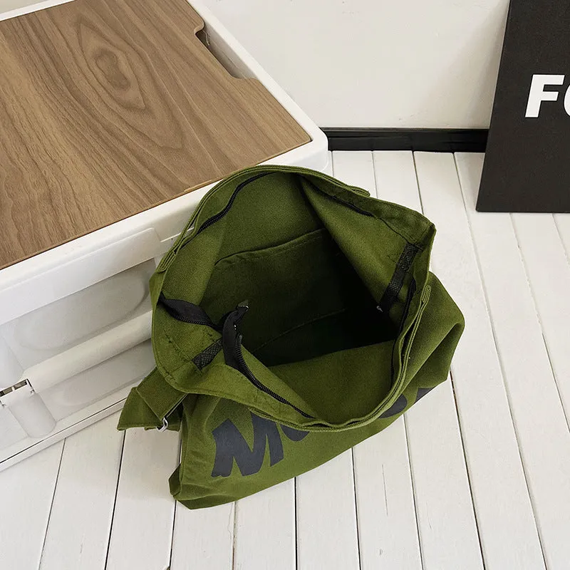 Canvas Female Letter Cloth College Class Make-up Crossbody Bags