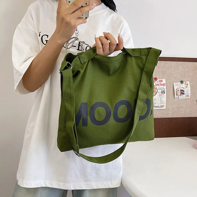 Canvas Female Letter Cloth College Class Make-up Crossbody Bags