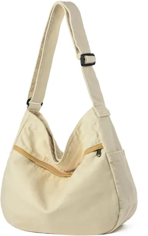 Canvas Hobo Crossbody Shoulder Tote Bag for Women and Men Large Purse Messenger Bag Travel Work Shopping