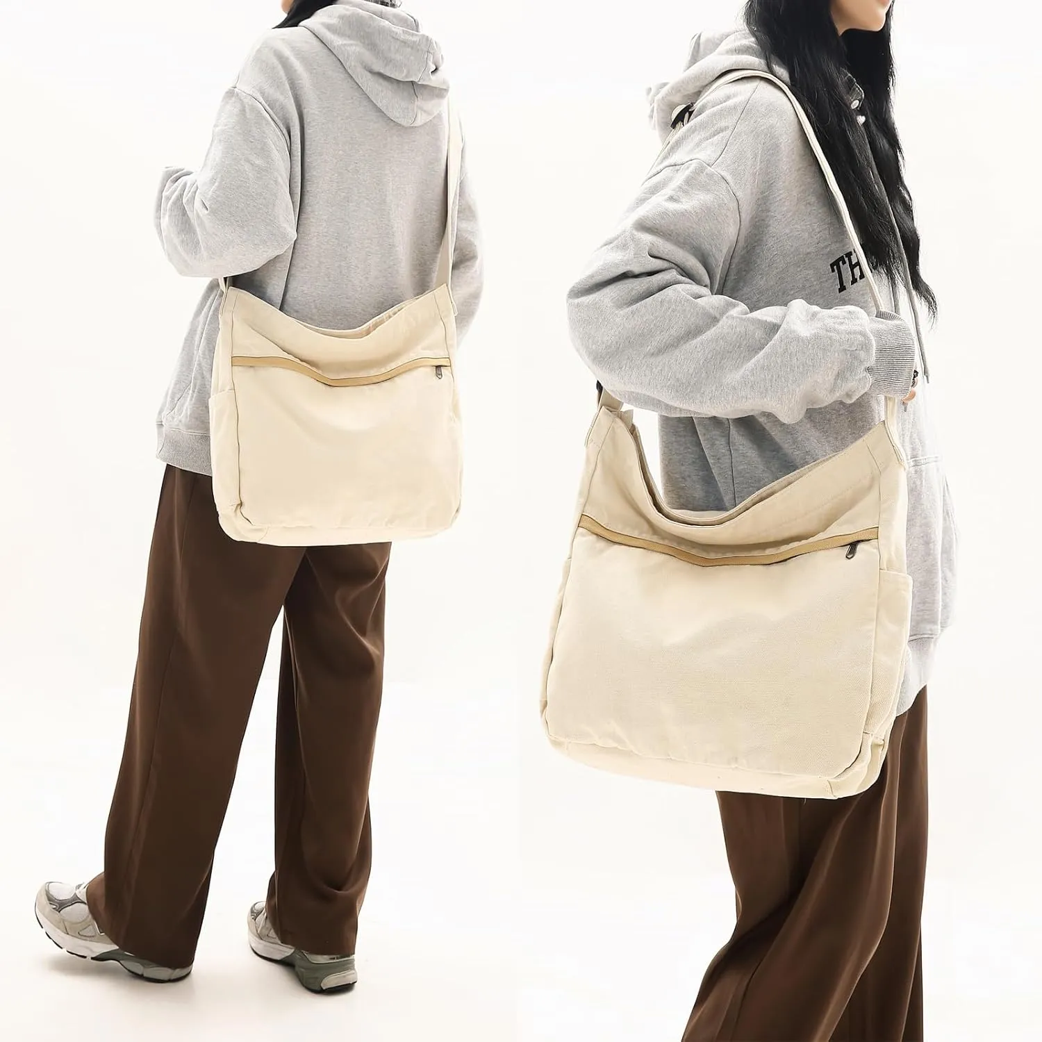 Canvas Hobo Crossbody Shoulder Tote Bag for Women and Men Large Purse Messenger Bag Travel Work Shopping
