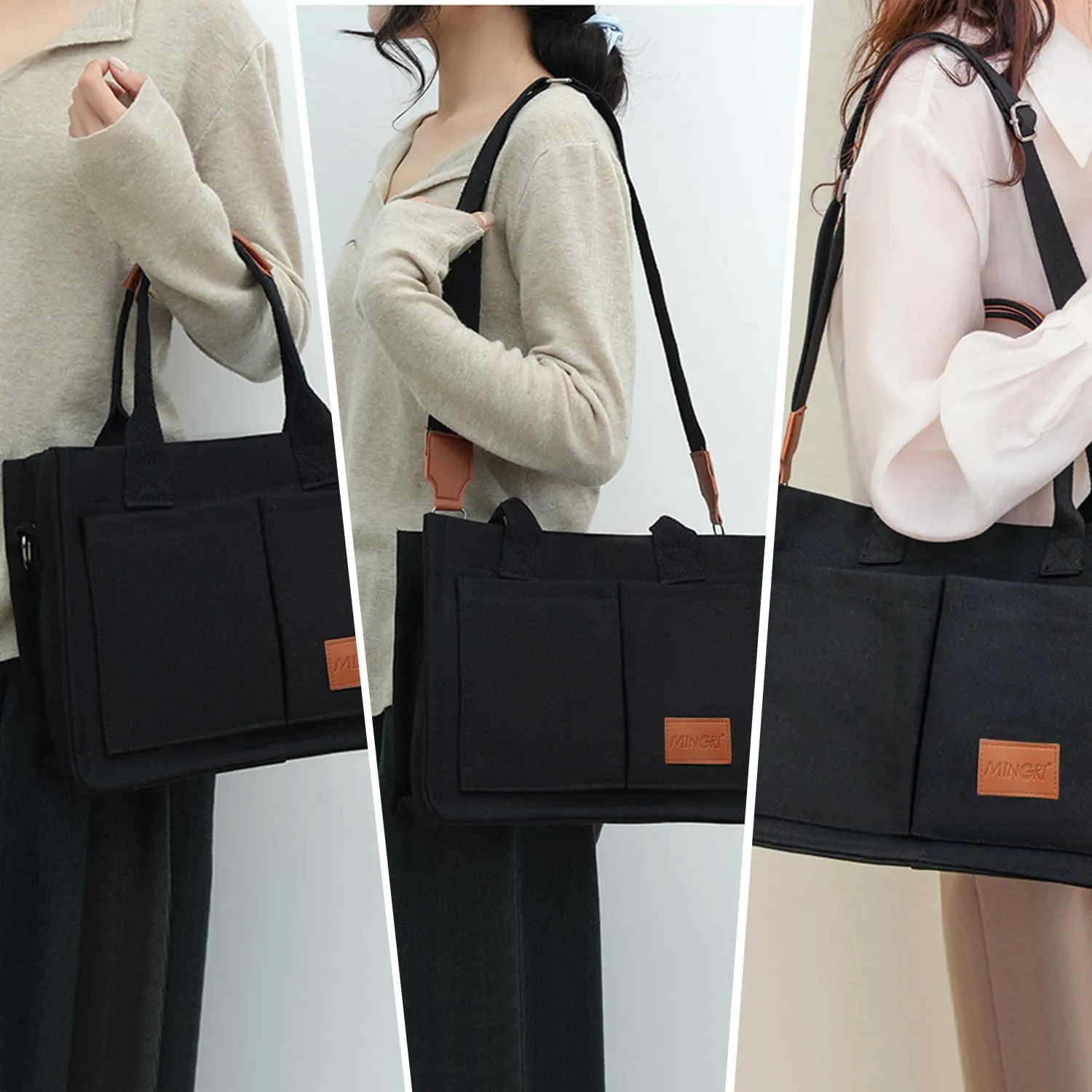 Canvas Tote Bag for Women,Large Totes Bags with Pockets,Womens Crossbody Purse Handbags for Travel Work Gift,2 Sizes