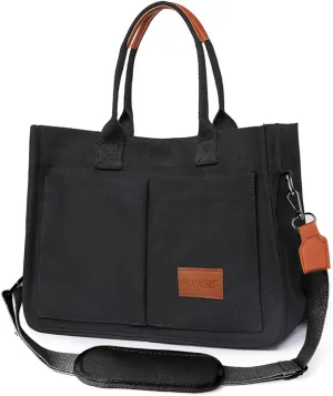 Canvas Tote Bag for Women,Large Totes Bags with Pockets,Womens Crossbody Purse Handbags for Travel Work Gift,2 Sizes