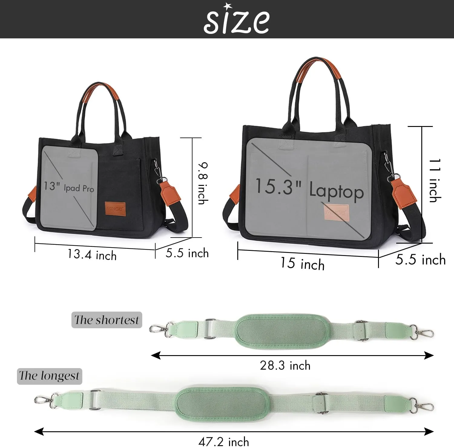 Canvas Tote Bag for Women,Large Totes Bags with Pockets,Womens Crossbody Purse Handbags for Travel Work Gift,2 Sizes