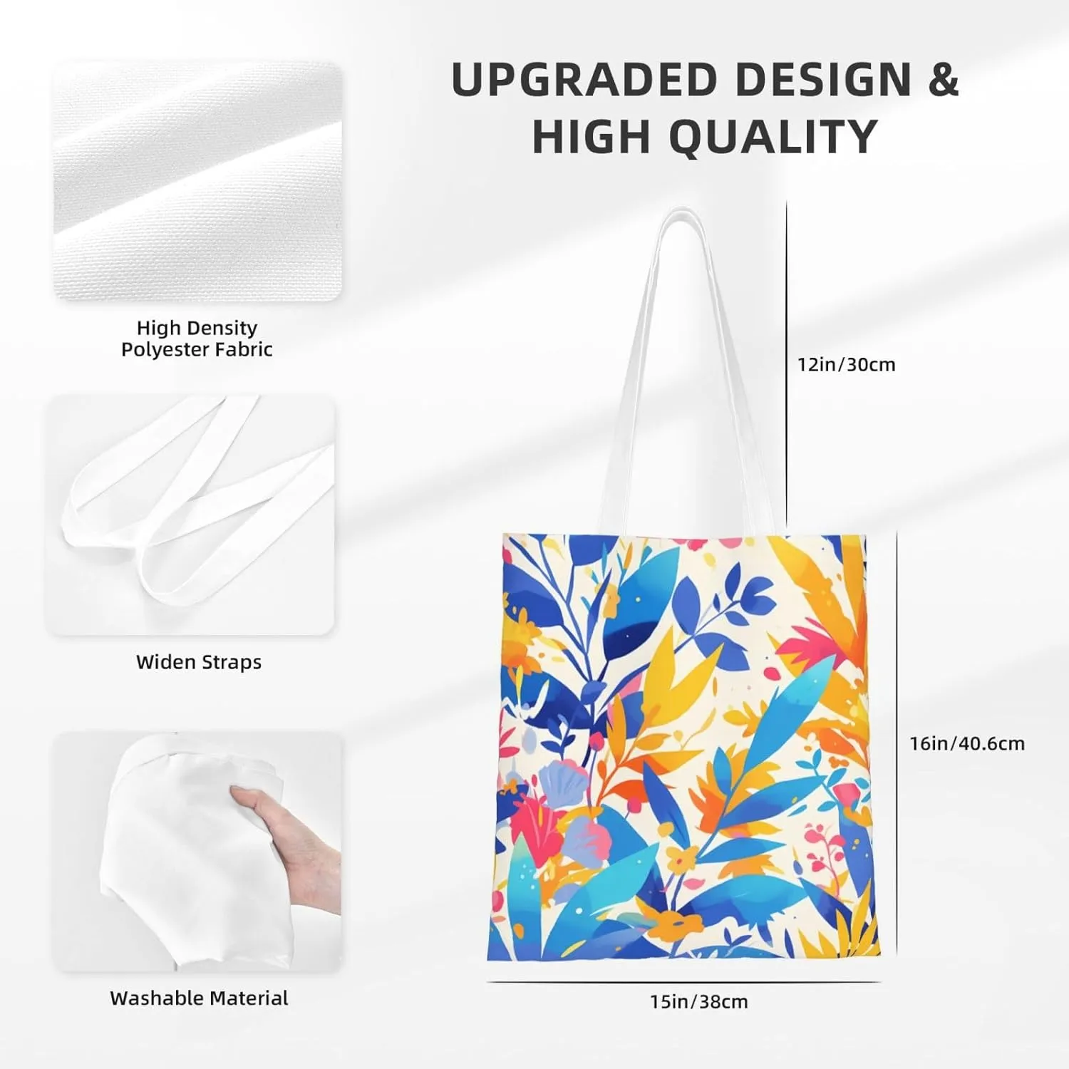 Canvas Tote Bag Women Casual Shoulder Bag Reusable Multipurpose Grocery Bag