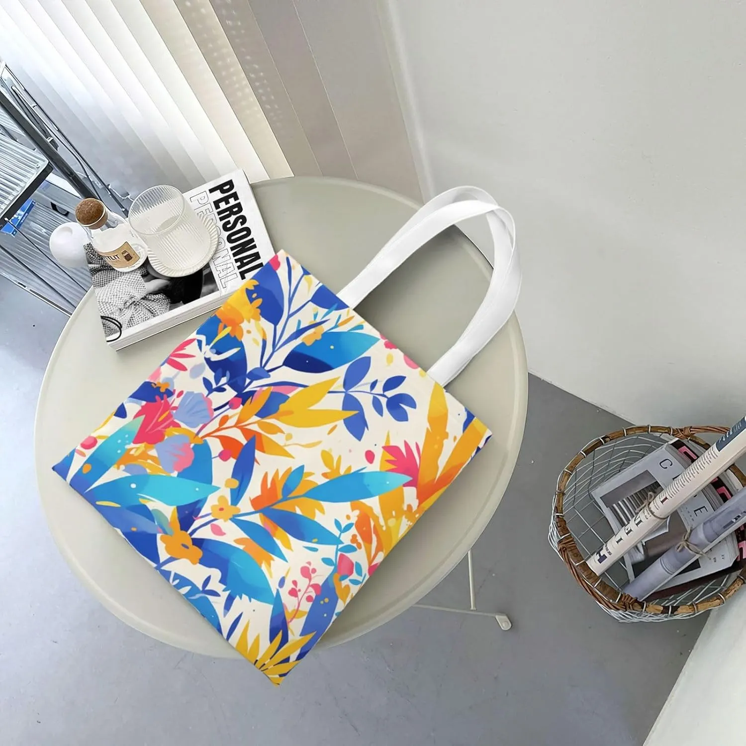 Canvas Tote Bag Women Casual Shoulder Bag Reusable Multipurpose Grocery Bag