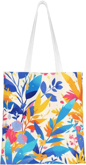 Canvas Tote Bag Women Casual Shoulder Bag Reusable Multipurpose Grocery Bag