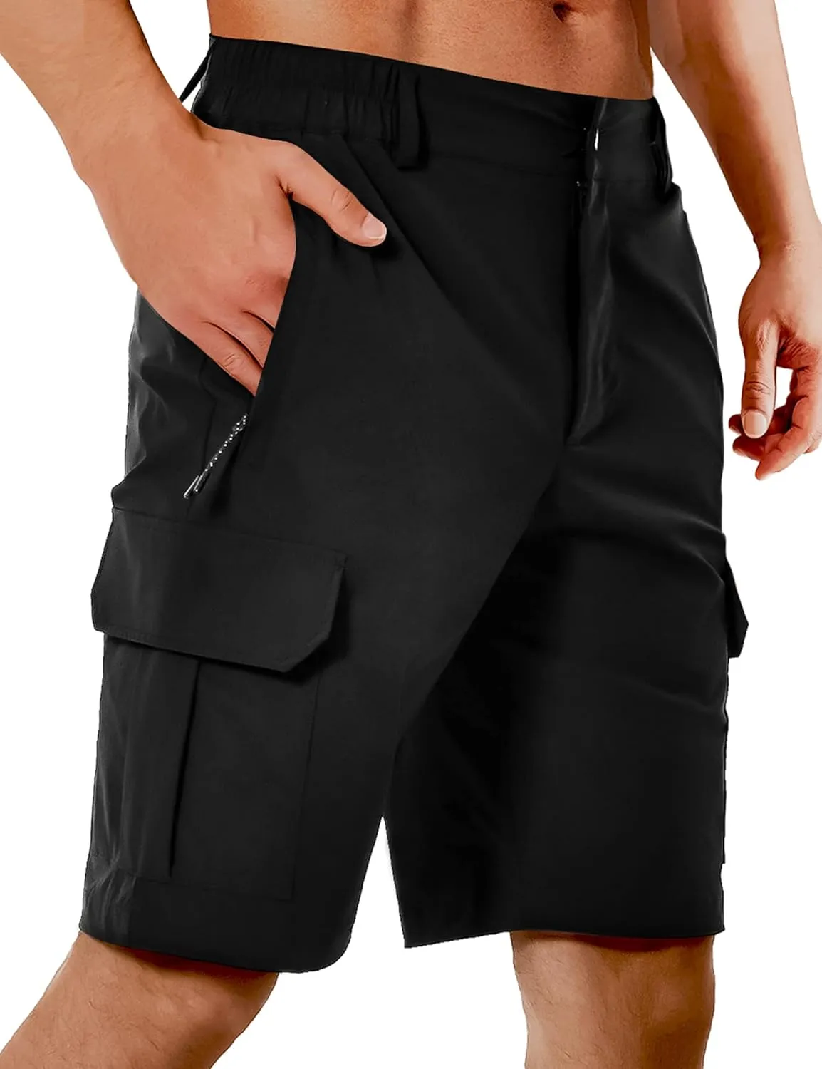 Cargo Shorts for Men 10" Hiking Fishing Golf Casual Shorts with 6 Pockets for Cargo Workout Lounge Summer Quick Dry Shorts