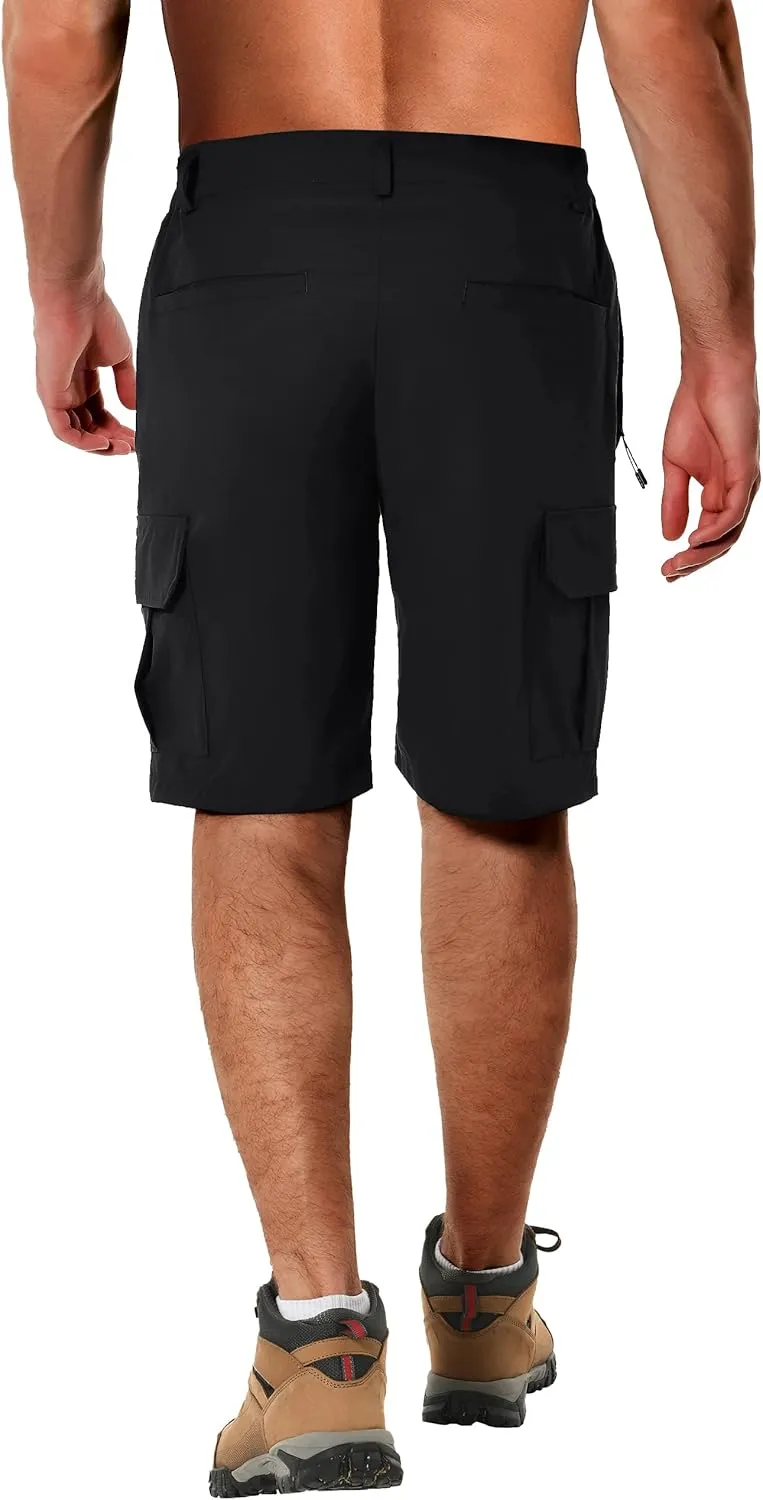 Cargo Shorts for Men 10" Hiking Fishing Golf Casual Shorts with 6 Pockets for Cargo Workout Lounge Summer Quick Dry Shorts