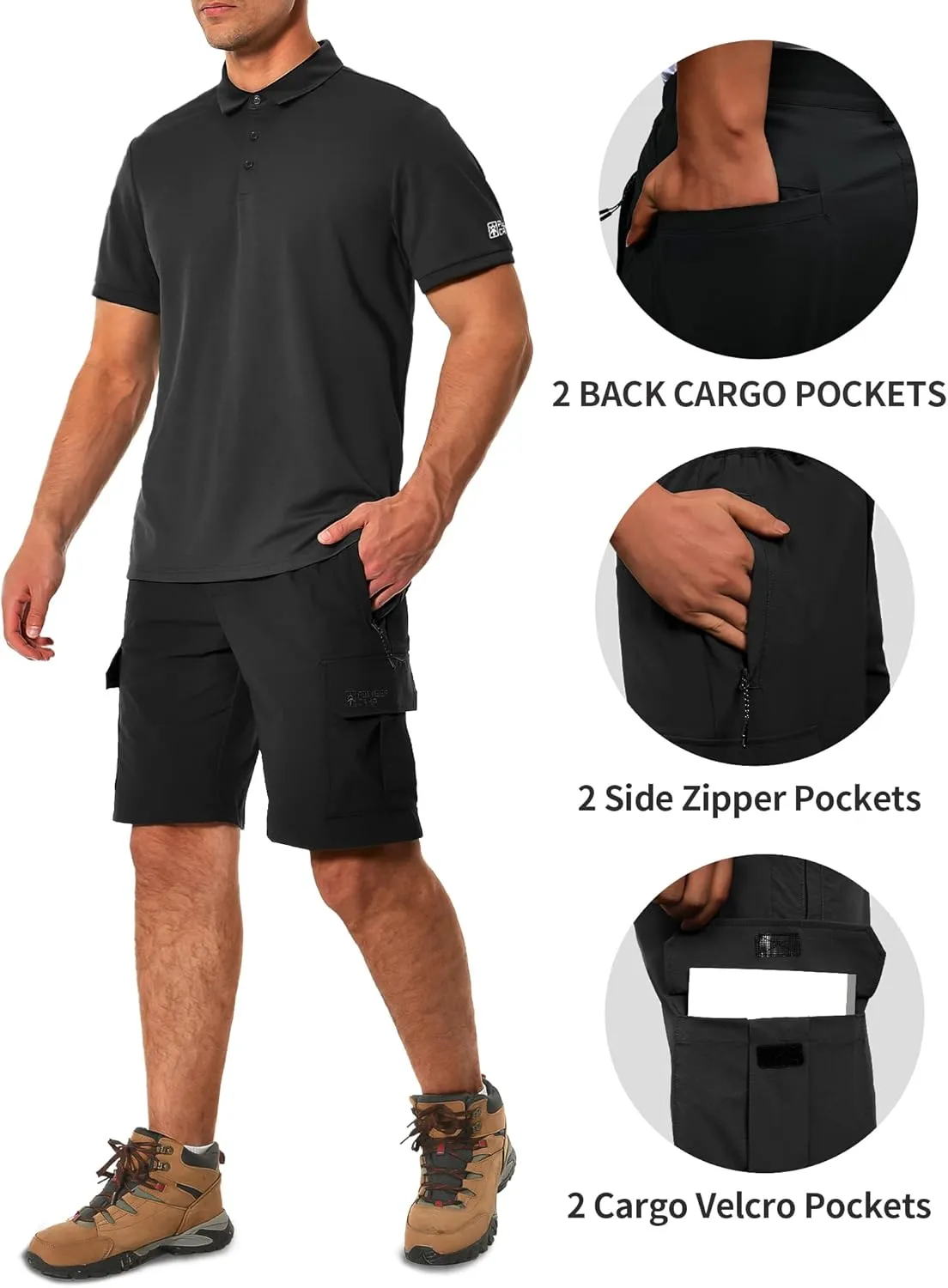 Cargo Shorts for Men 10" Hiking Fishing Golf Casual Shorts with 6 Pockets for Cargo Workout Lounge Summer Quick Dry Shorts