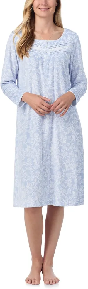 Carole Hochman 42'' Polyester Fleece Long Sleeve Waltz Nightgown Pajama for Women – Cozy Warm with Pintuck & Lace Scoopneck