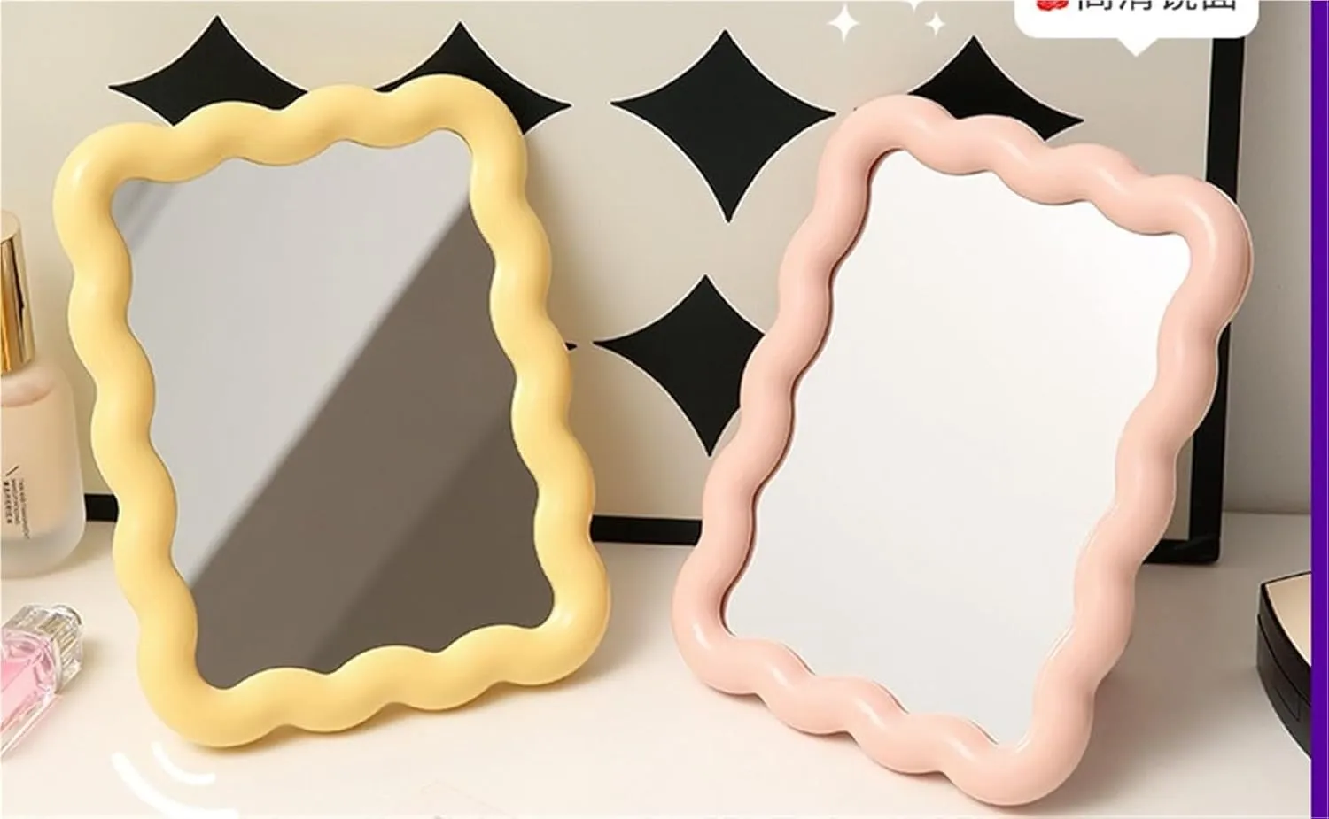 Cartoon High-Definition Folding Makeup Mirror Portable Desktop Vanity Mirror Square Dormitory Student Desktop Small Mirror