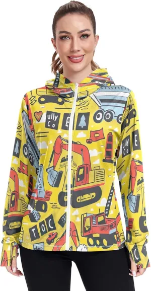 Cartoon Pirate Crew Sunscreen Clothing for Women, Upf 50  Womens Golf Jackets Zip Up, Outdoor Shirt (S-XXL)