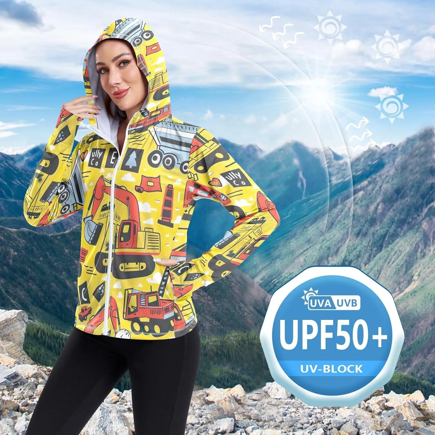 Cartoon Pirate Crew Sunscreen Clothing for Women, Upf 50  Womens Golf Jackets Zip Up, Outdoor Shirt (S-XXL)