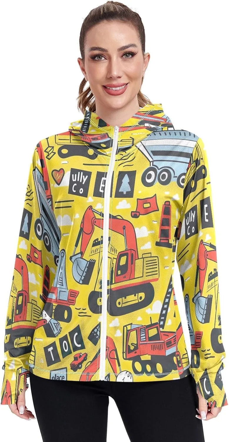 Cartoon Pirate Crew Sunscreen Clothing for Women, Upf 50  Womens Golf Jackets Zip Up, Outdoor Shirt (S-XXL)