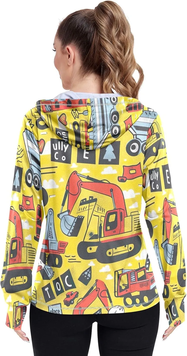 Cartoon Pirate Crew Sunscreen Clothing for Women, Upf 50  Womens Golf Jackets Zip Up, Outdoor Shirt (S-XXL)