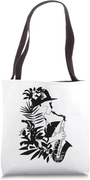 Cartoon Saxophone Girl Woodwind Instrument for Girls Tote Bag