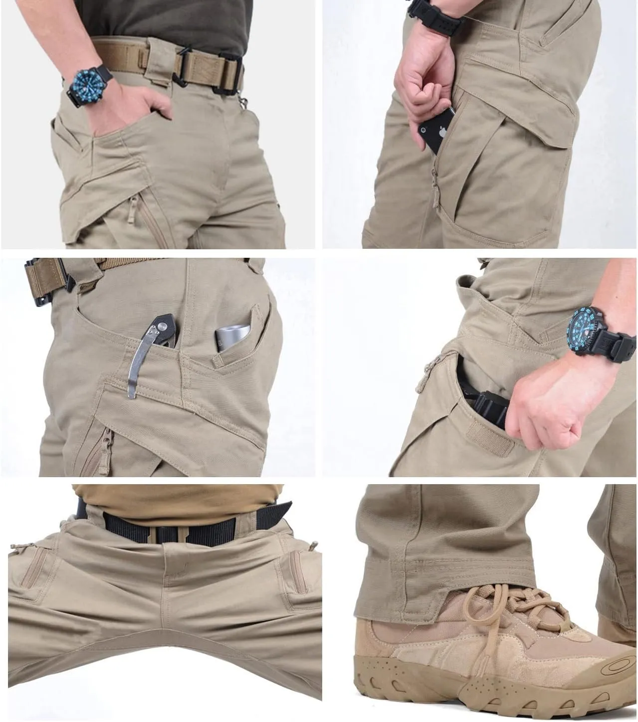 CARWORNIC Gear Men's Hiking Tactical Pants Lightweight Cotton Outdoor Military Combat Cargo Trousers