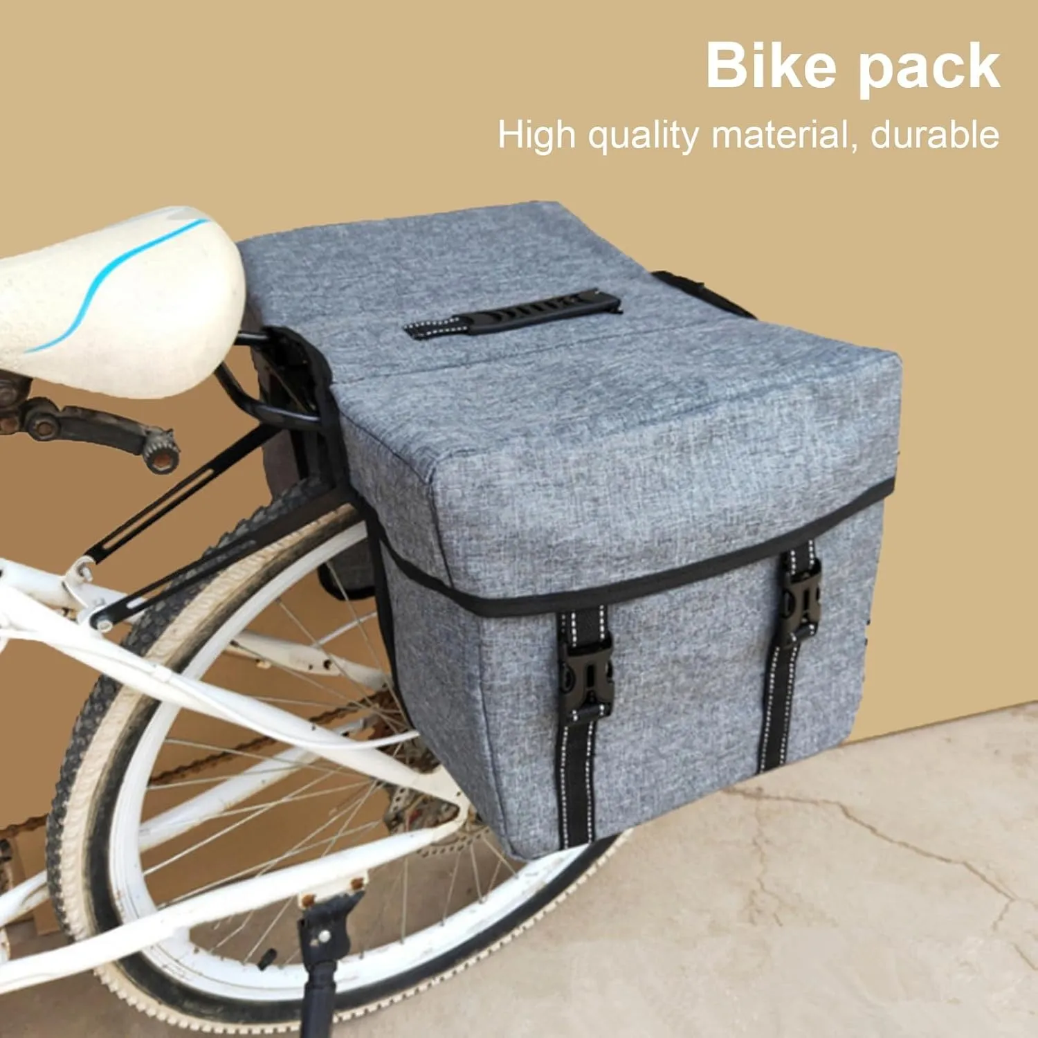 cdar Bike Rear Rack Bag 25L Large Capacity Reflective Hard Shell Cycling Road Mountain Bicycle Trunk Pannier Rear Seat Carrier Storage Pouch Bike Black