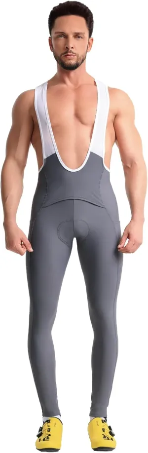 CEROTIPOLAR Men's Thermal Fleece Bathroom Access Cycling Bibs Tights, Bike Bibs Pants for Fall and Cold Winter