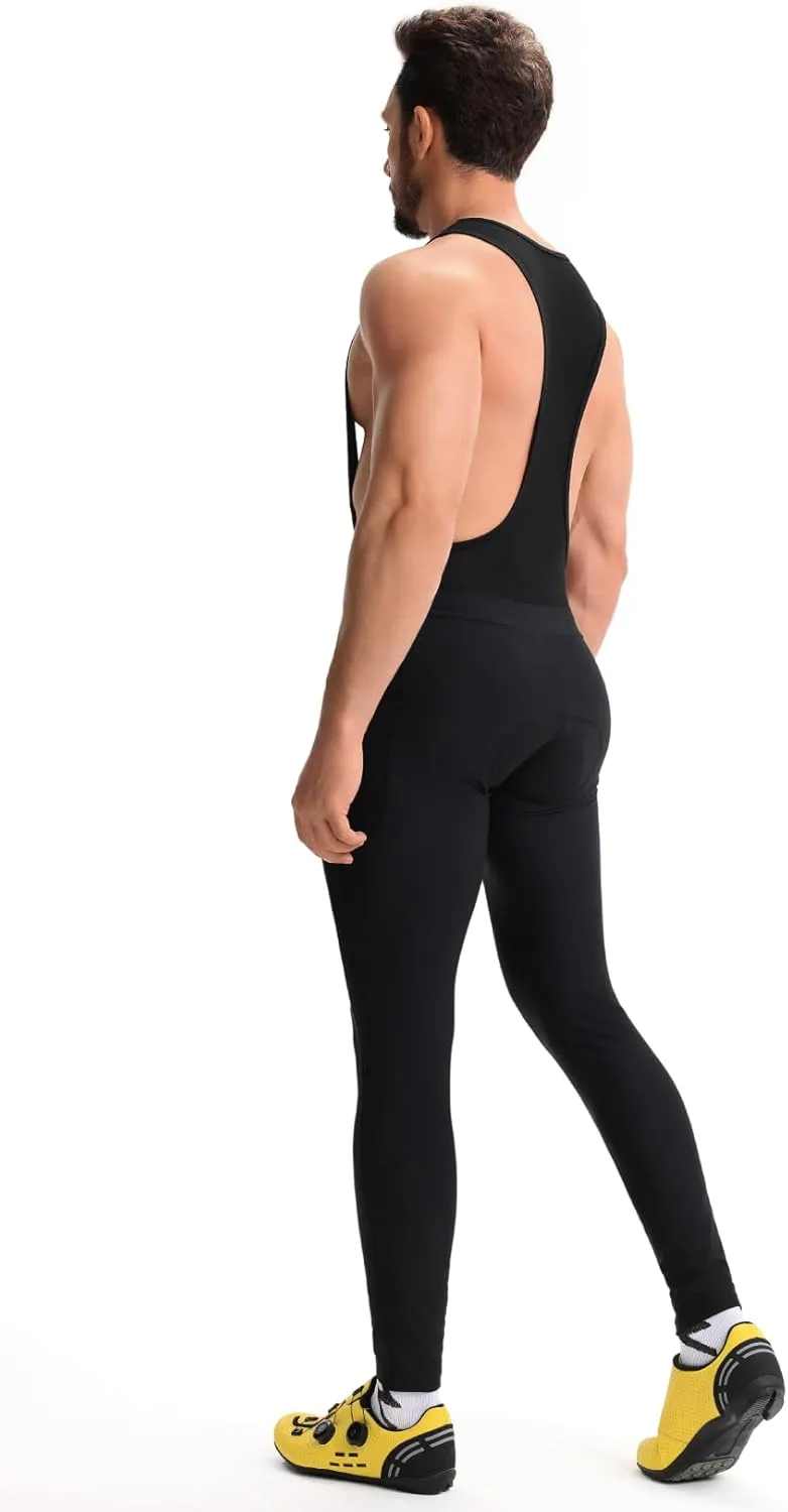 CEROTIPOLAR Men's Thermal Fleece Bathroom Access Cycling Bibs Tights, Bike Bibs Pants for Fall and Cold Winter