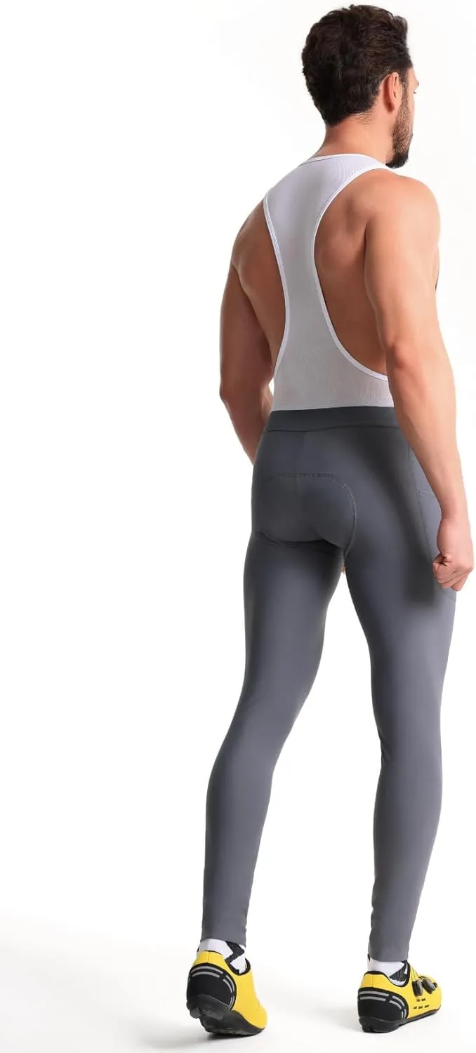 CEROTIPOLAR Men's Thermal Fleece Bathroom Access Cycling Bibs Tights, Bike Bibs Pants for Fall and Cold Winter