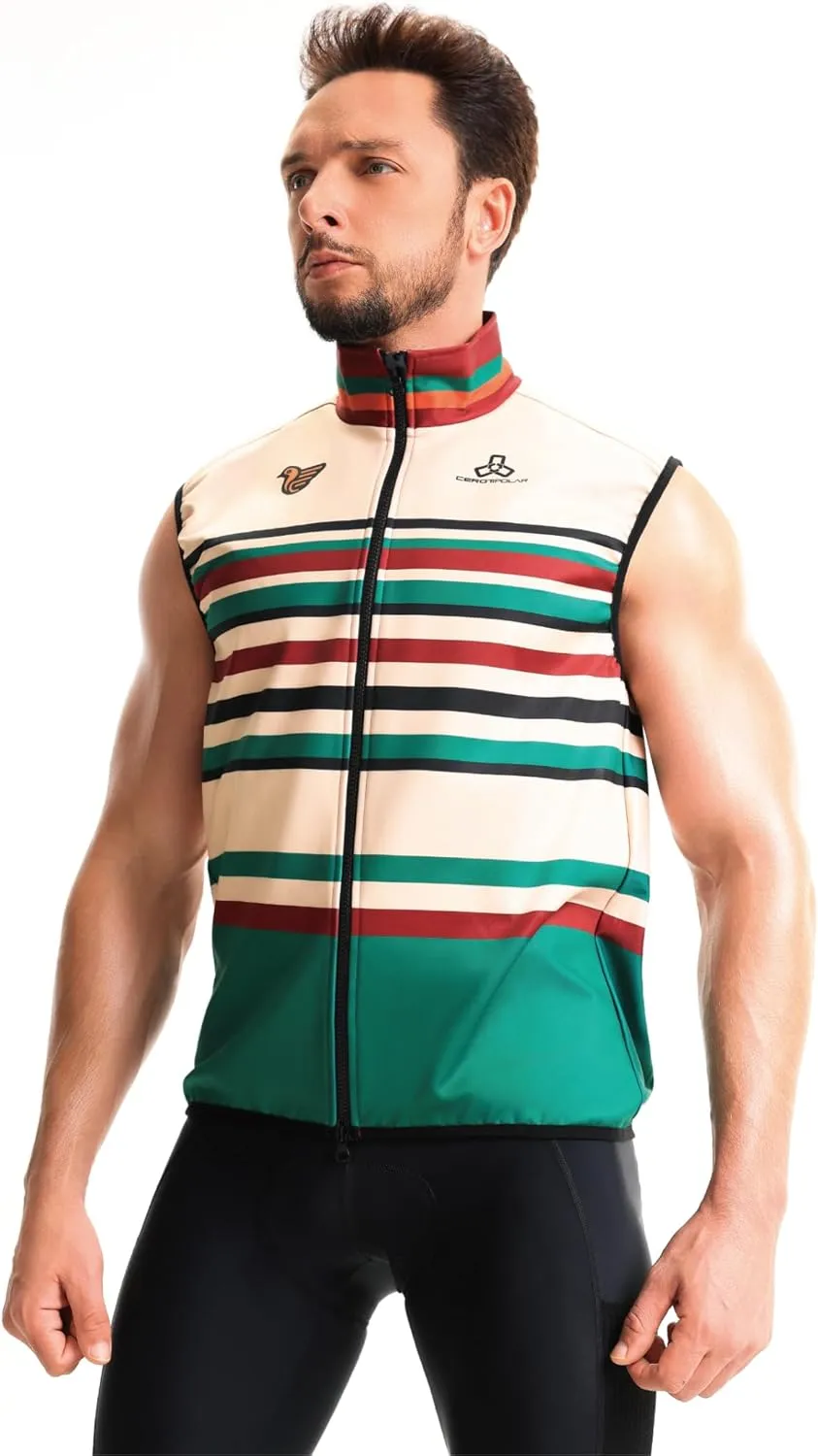 CEROTIPOLAR Retro Men's Thermal Fleece Cycling Vest for Bike Biking,Rain-Wind Proof Cycle Outwear