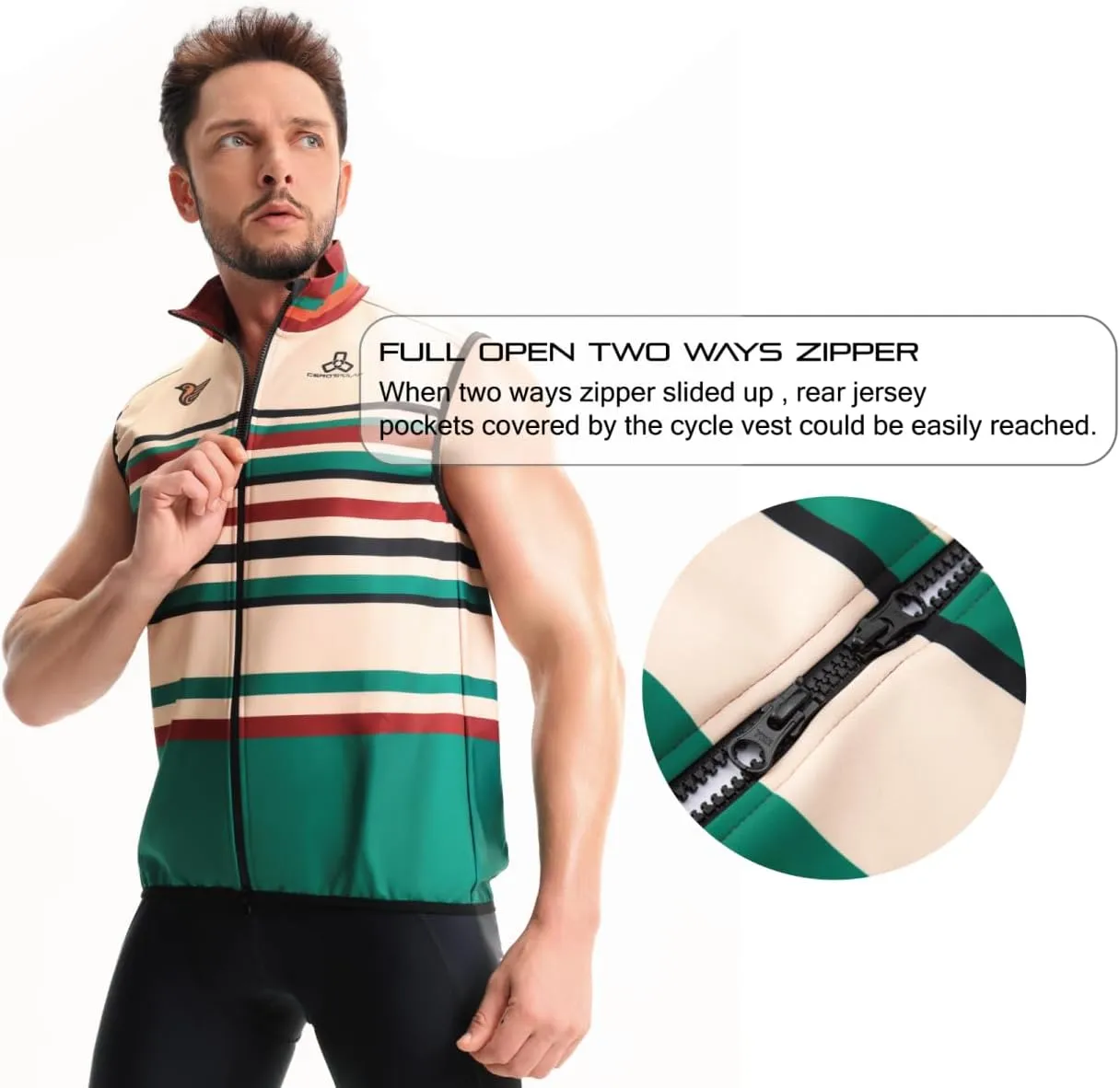 CEROTIPOLAR Retro Men's Thermal Fleece Cycling Vest for Bike Biking,Rain-Wind Proof Cycle Outwear