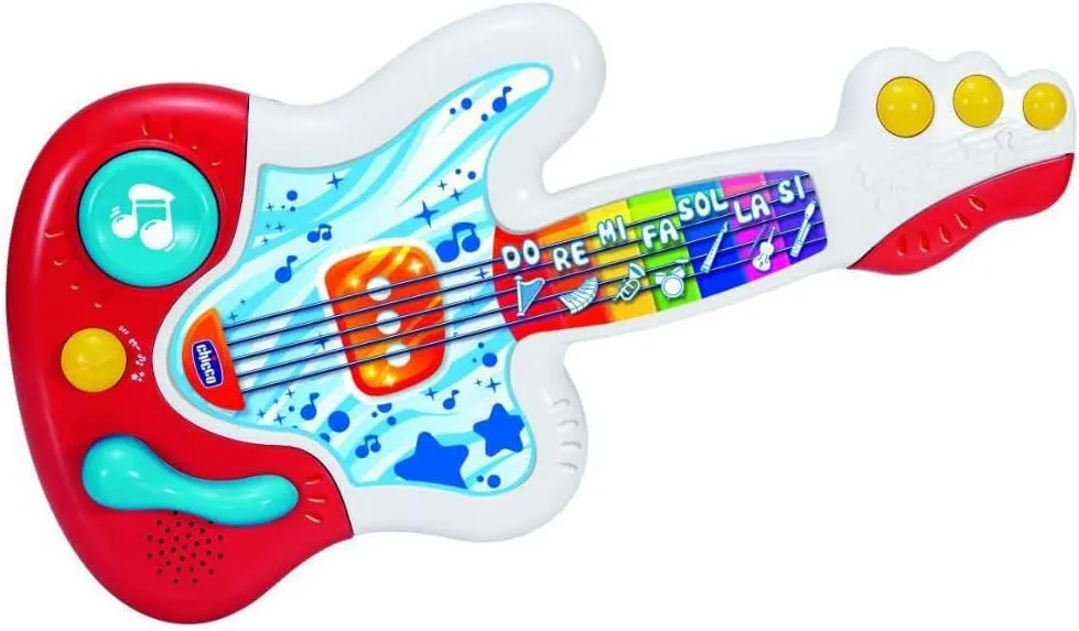Chicco My First Guitar, Interactive Electronic Guitar for Learning Musical Instruments and Notes, Evolutionary Educational Toy, 3 Game Modes,  90 Sounds and Melodies, for Kids 9 Months to 4 Years
