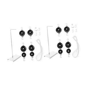 CHILDWEET 2sets Pulley Block Physics Experiment Kit with Brackets and Ropes Single Double Pulleys for Classroom Mechanics Science Experiments Stable Galvanized Base Easy Operation