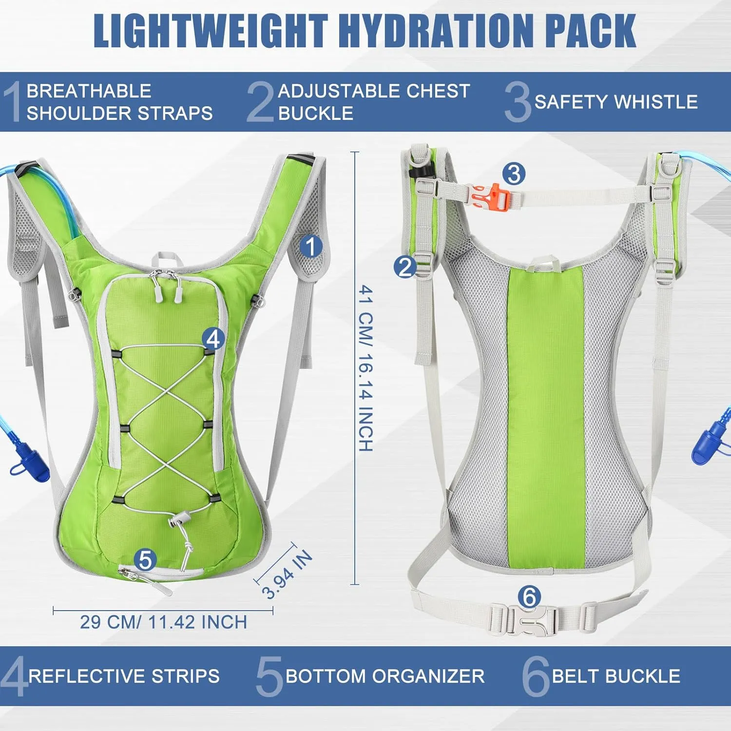 Chunful Hydration Backpack with 2 L Water Bladder Lightweight Hydration Bladder Pack for Women Teenagers Water Backpack Outdoor for Hiking Cycling Camping Music Festival