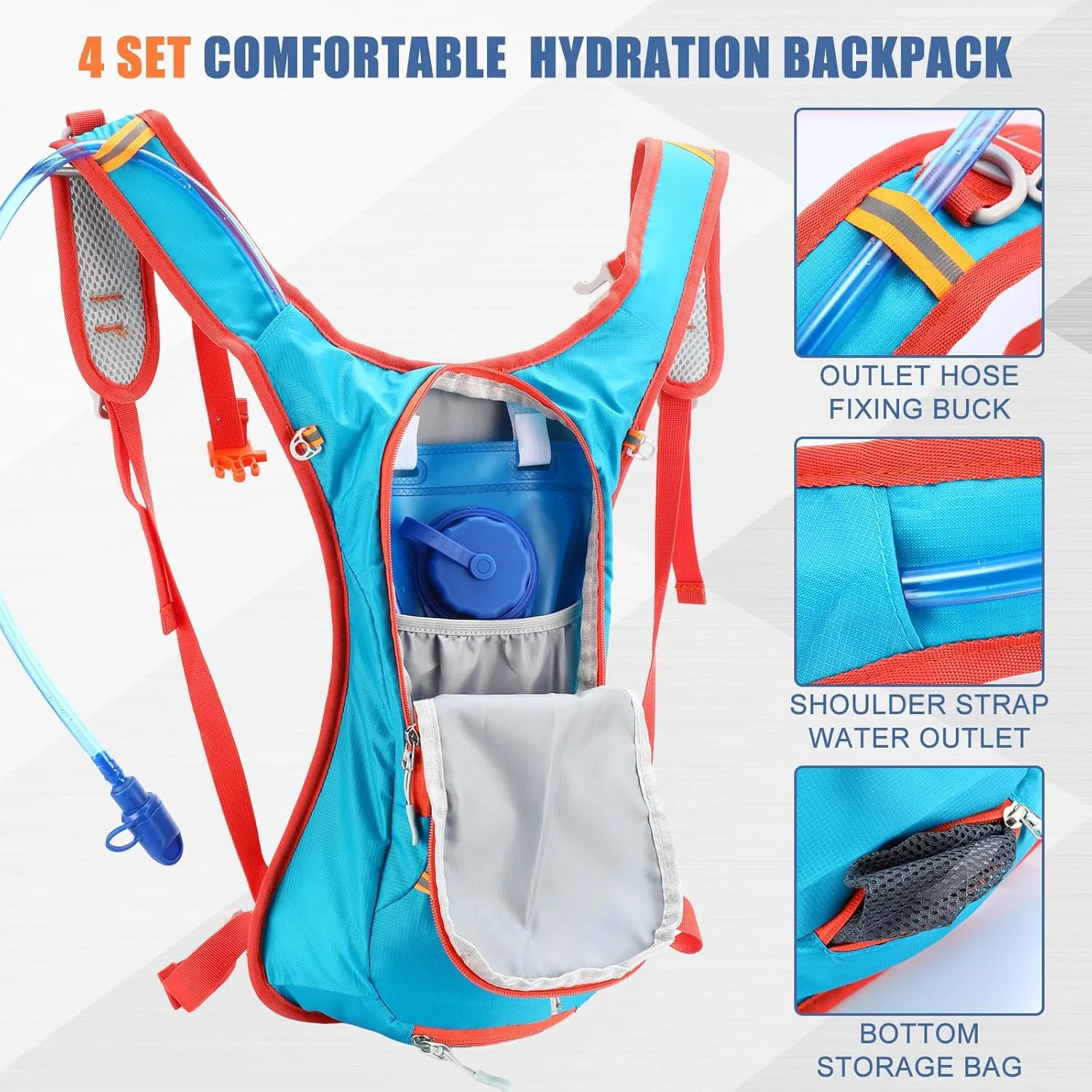Chunful Hydration Backpack with 2 L Water Bladder Lightweight Hydration Bladder Pack for Women Teenagers Water Backpack Outdoor for Hiking Cycling Camping Music Festival