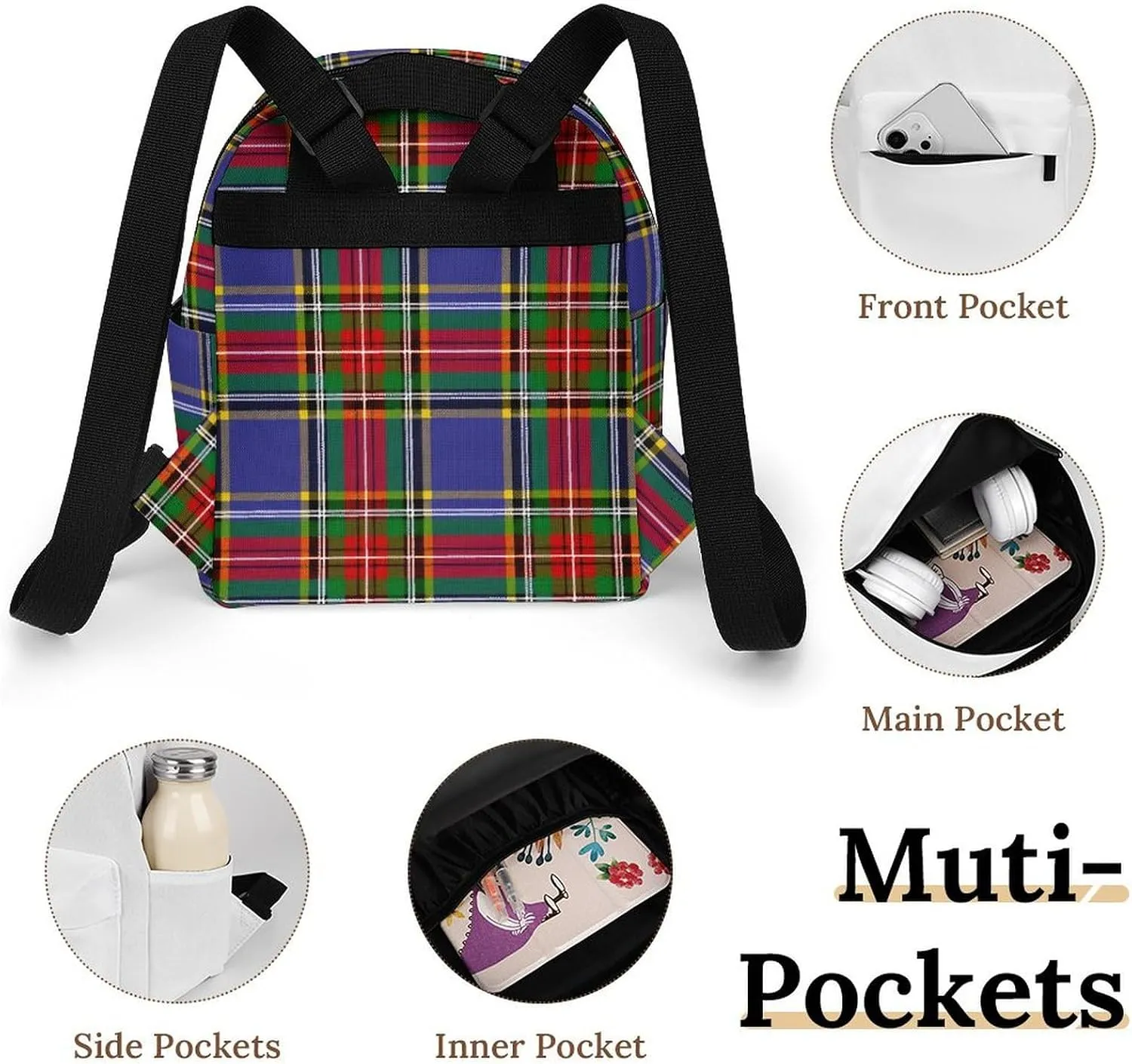 Clan MacBeth Tartan Large Capacity All Print Casual Women's Waterproof Backpack