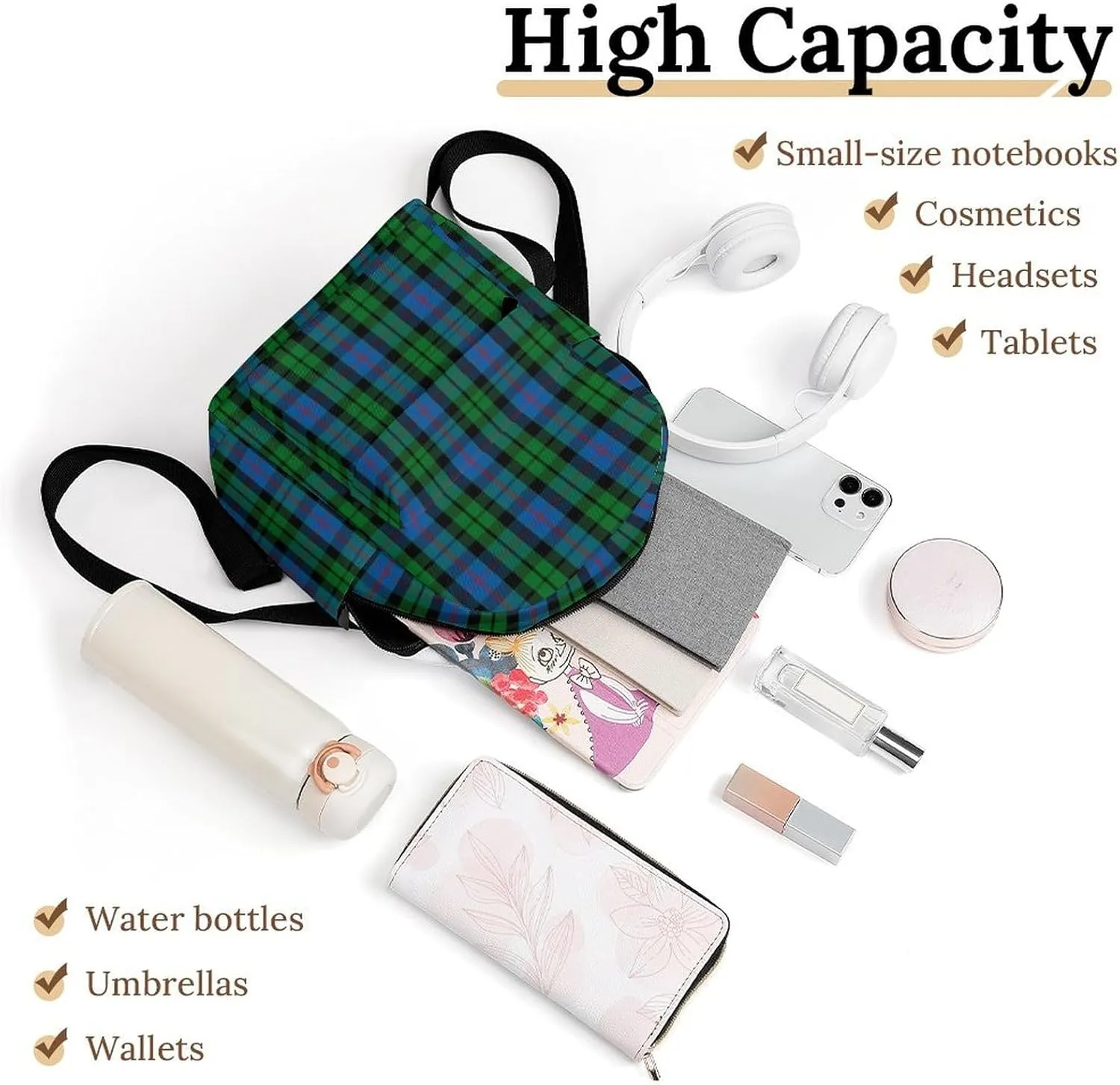 Clan Morrison Tartan Large Capacity All Print Casual Women's Waterproof Backpack