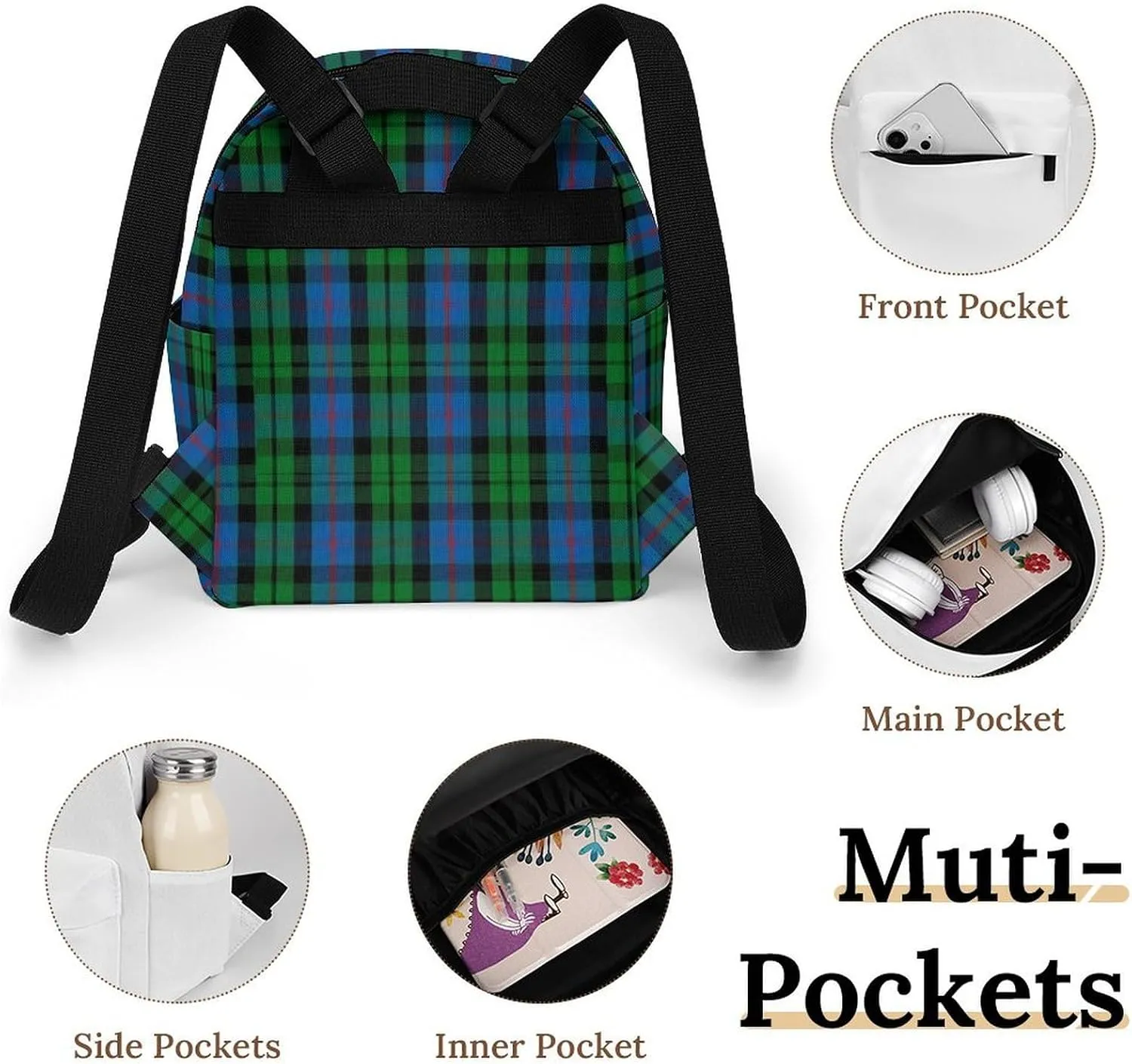 Clan Morrison Tartan Large Capacity All Print Casual Women's Waterproof Backpack