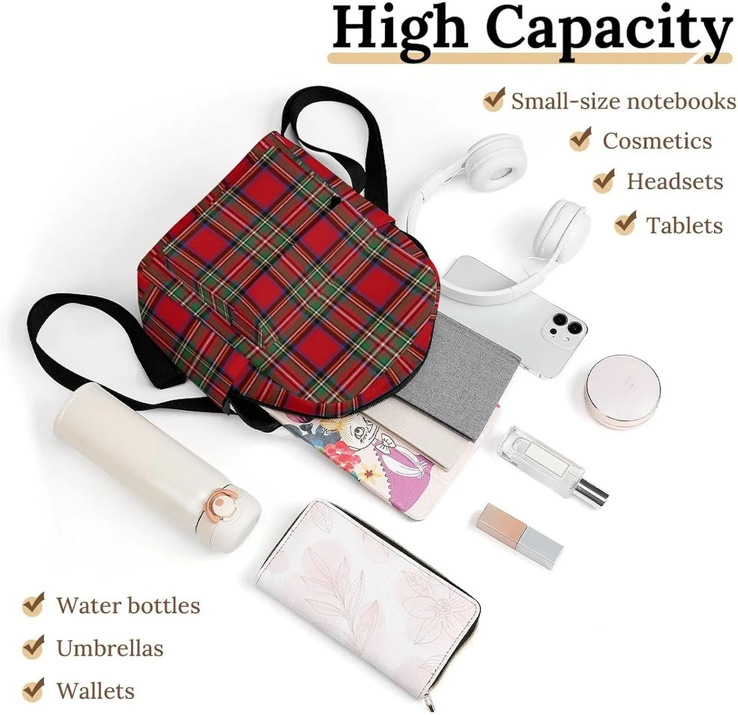 Clan Stewart Plaid Large Capacity All Print Casual Women's Waterproof Backpack