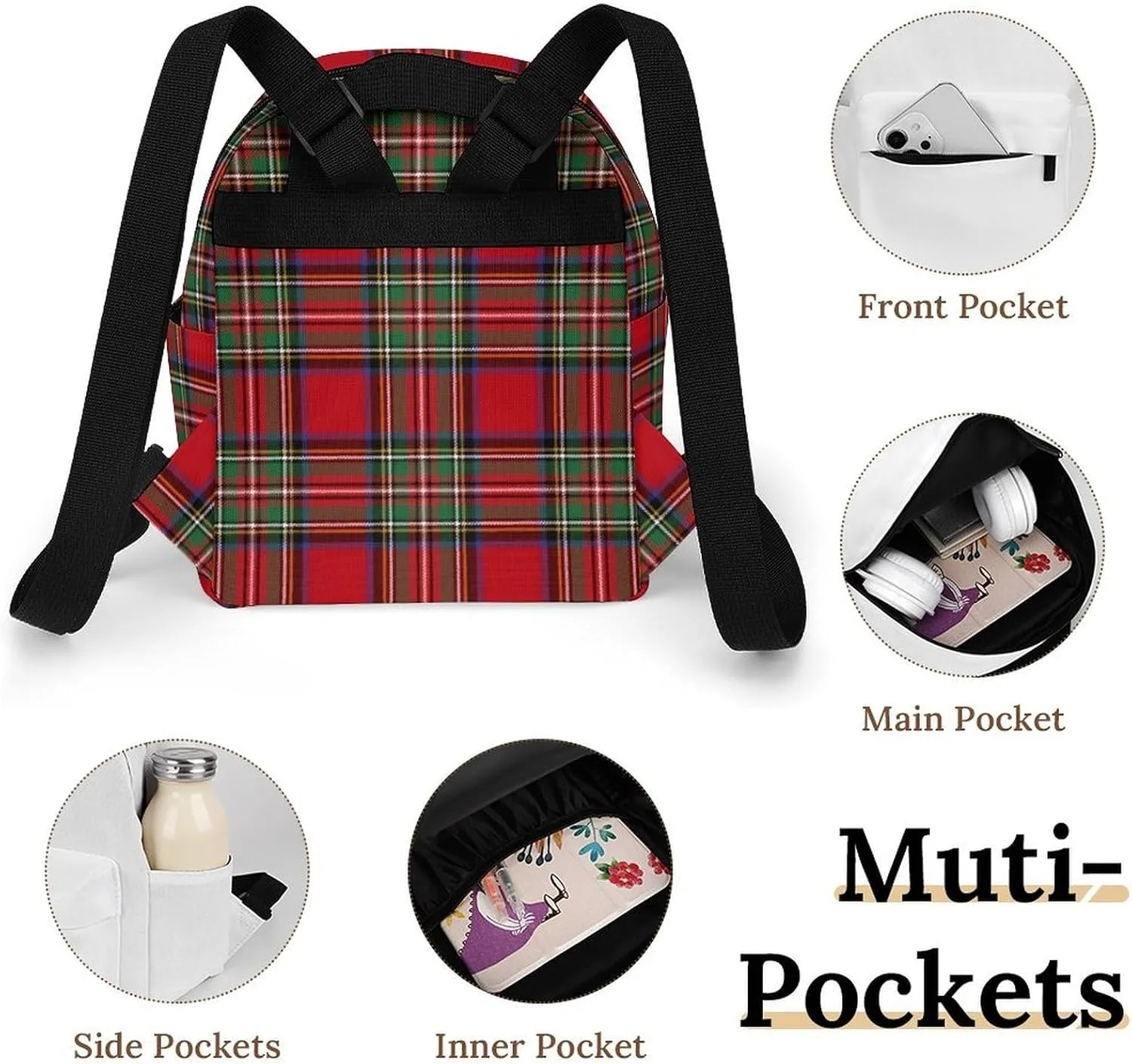 Clan Stewart Plaid Large Capacity All Print Casual Women's Waterproof Backpack